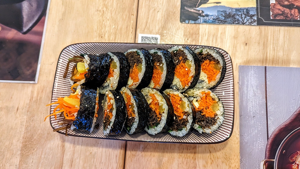 The 'kimbab' is a nice dish to have on the side in between bites of chicken.