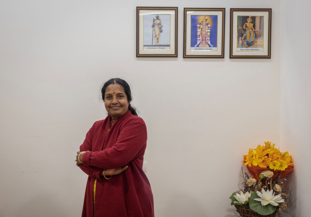 Vanathi Srinivasan, national president of women's wing of India's ruling BJP, poses for a photograph inside the party's office after her interview with Reuters, in New Delhi January 6, 2023. — Reuters pic