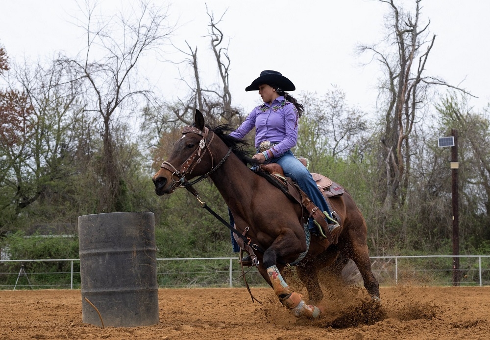 Cowgirl Morissa Hall deftly zig-zags around three barrels, showing off why she is considered — against the sport’s stereotypical whiteness and masculinity — a rising rodeo star. — AFP pic