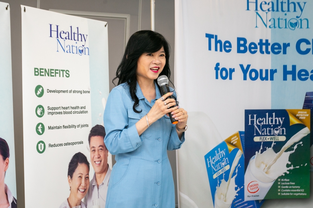 Watson’s managing director Caryn Loh speaks during the launch of Healthy Nation at Arena Watson’s in Kuala Lumpur May 8, 2023. 