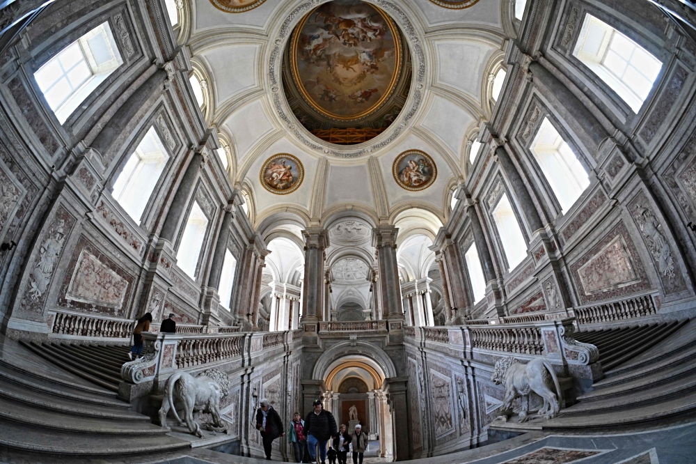 The Grand Staircase of Honour (Scalone d'Onore) of the Royal Palace of Caserta. — AFP pic