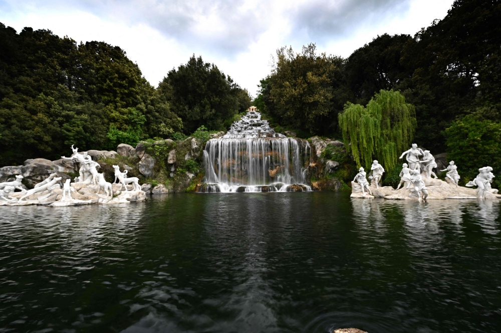 One of the fountains in the gardens of the Royal Palace of Caserta. — AFP pic