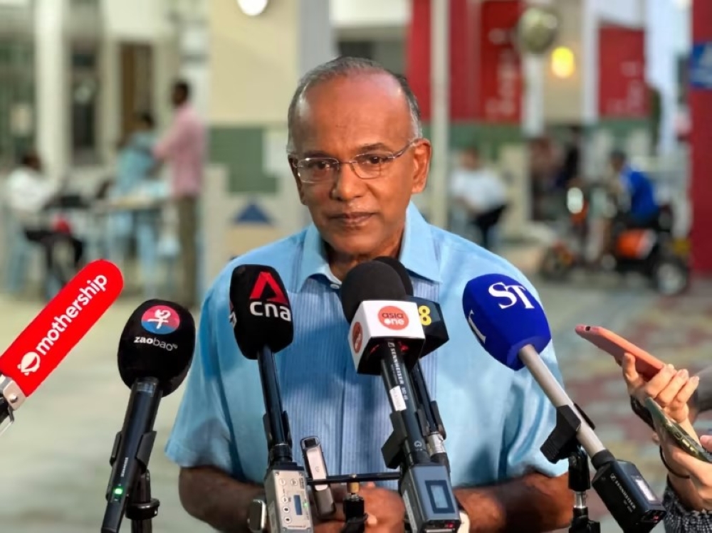 Law and Home Affairs Minister K Shanmugam addressing reporters. — TODAY pic