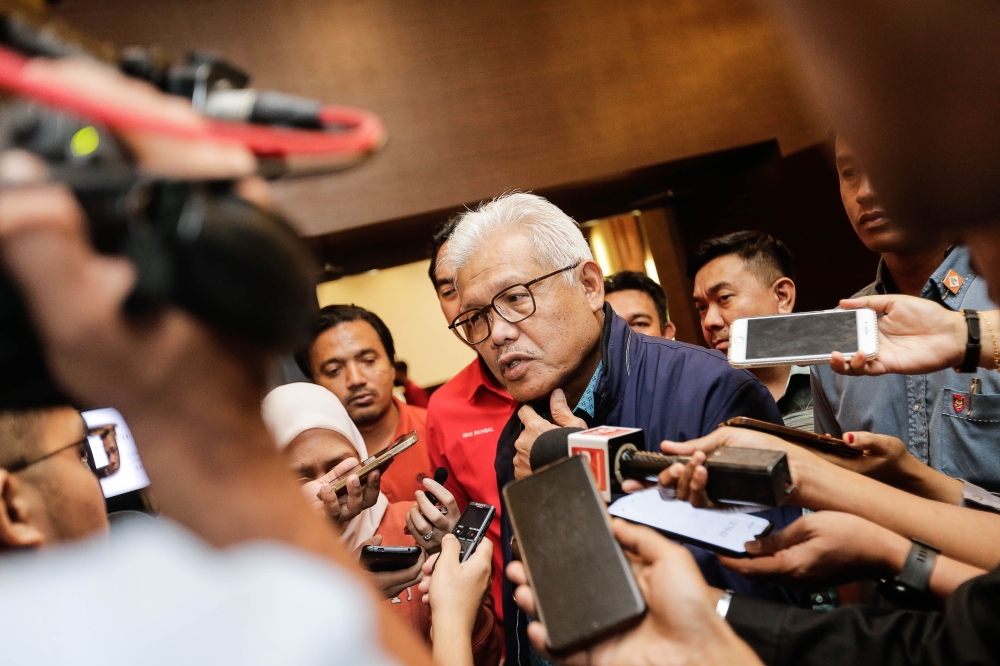 Opposition Leader Datuk Seri Hamzah Zainudin says Perikatan Nasional will not raise the issue of Penang’s sovereignty at this time to avoid causing uncertainty. ― Picture by Sayuti Zainudin