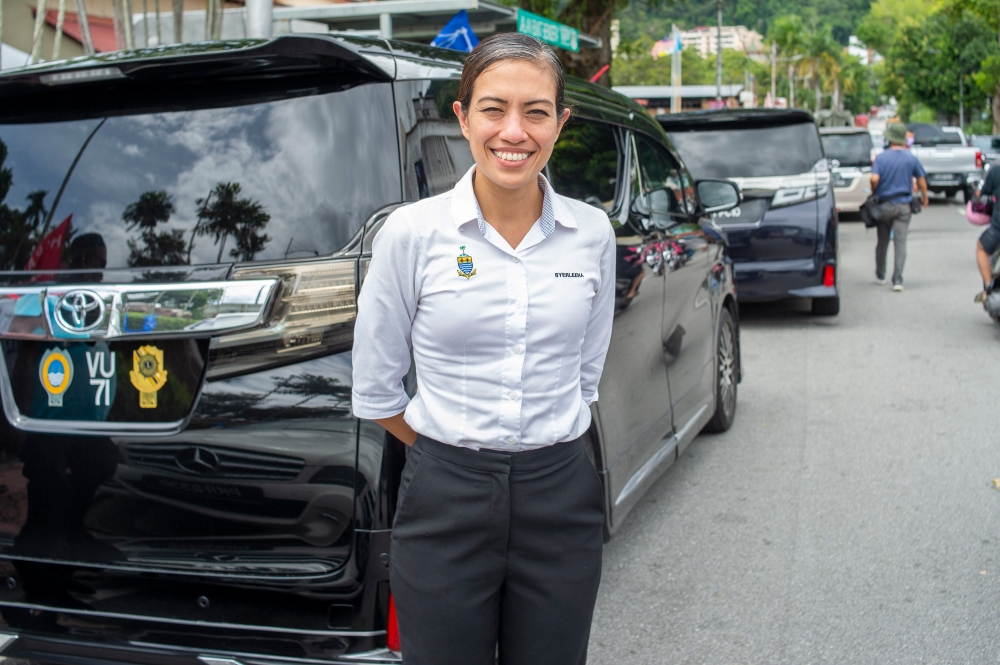 Bukit Bendera MP Syerleena Abdul Rashid said the report was lodged at the Dang Wangi District Police Headquarters at 9.17am after the video of Kedah Menteri Besar Datuk Seri Muhammad Sanusi Md Nor’s speech during a Perikatan Nasional (PN) event in Permatang Pauh, Penang went viral. — Picture by Shafwan Zaidon