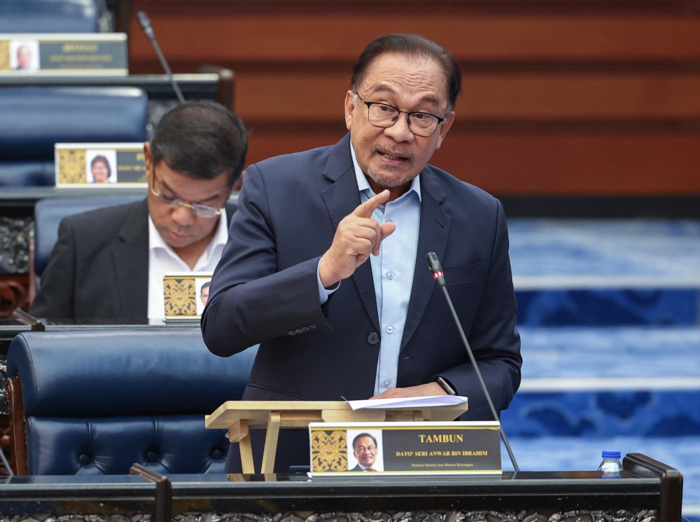 Datuk Seri Anwar Ibrahim speaks during the Prime Minister’s Question Time in Parliament June 13, 2023. ― Bernama pic