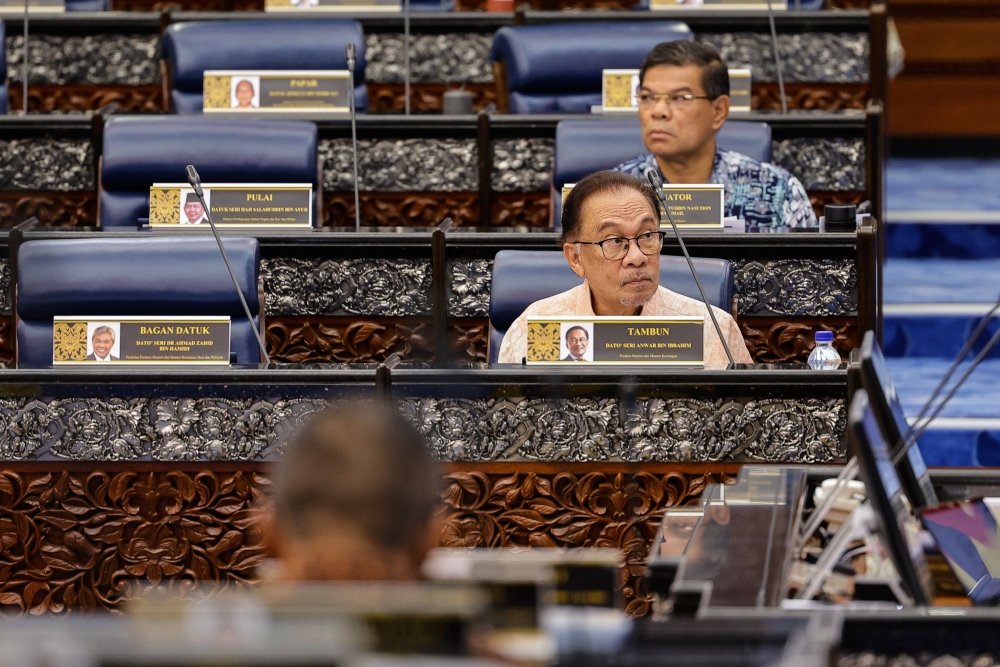 Prime Minister Datuk Seri Anwar Ibrahim is seen in Parliament, June 15, 2023. — Bernama pic