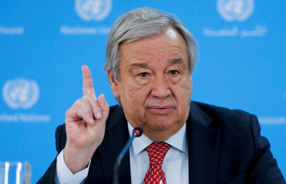 UN Secretary-General Antonio Guterres yesterday urged Israel to halt and reverse what he described as troubling and alarming decisions on settlement activity in the occupied West Bank, a UN spokesperson said. — Reuters pic