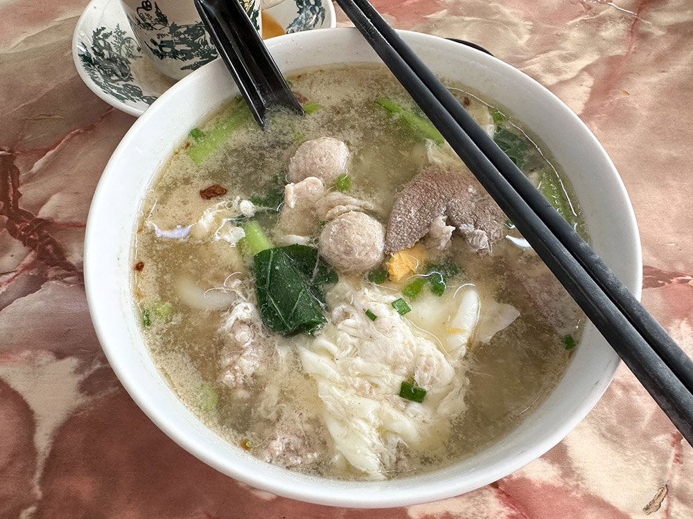 The pork noodles is satisfying with a broth that is lighter without too much MSG.