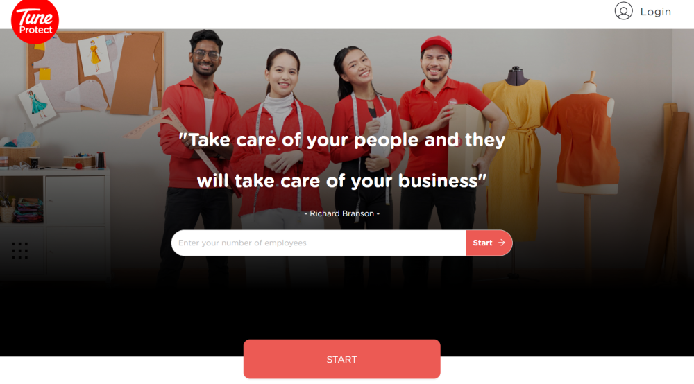 SMEs can now purchase customisable insurance plans for their employees through a few clicks on Tune Protect’s microsite. — Screengrab via life.tuneprotect.com