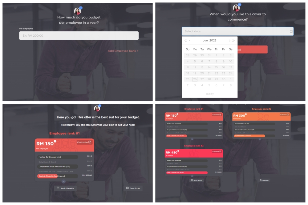 It takes less than three minutes for employers to key in their requirements and get the most suitable premium package online. — Screengrab via life.tuneprotect.com