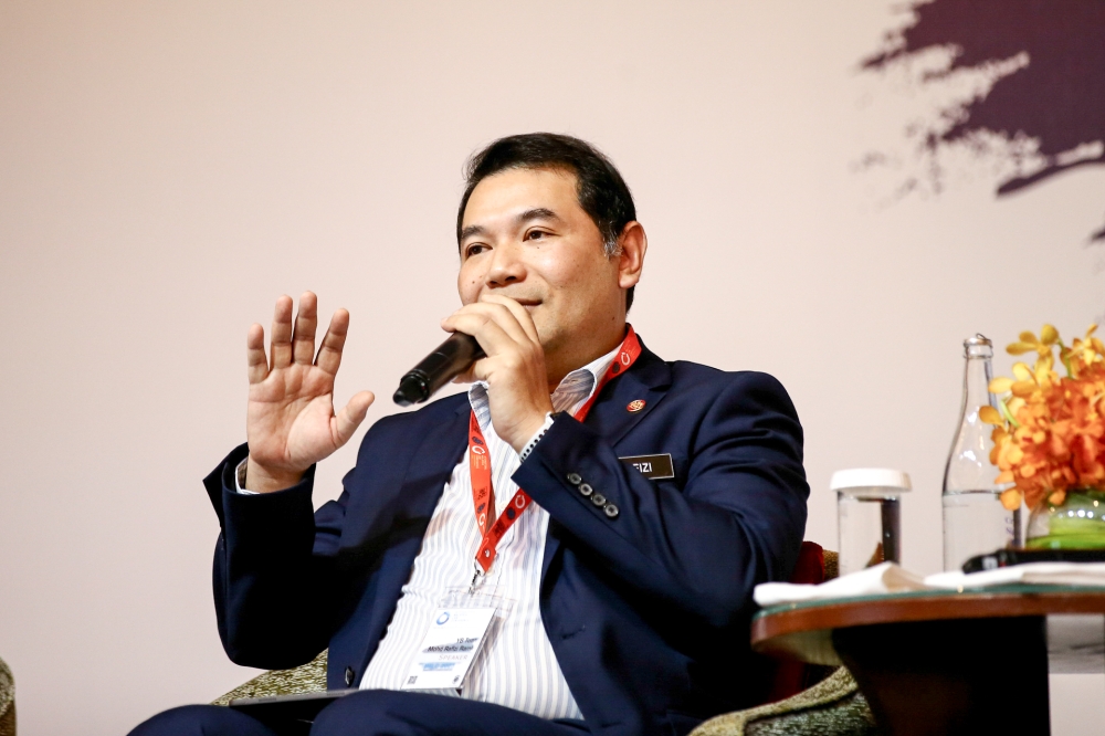 Economy Minister Rafizi Ramli speaks during during International Malaysia Law Conference at Shangri-La Kuala Lumpur July 11,2023. — Picture by Ahmad Zamzahuri