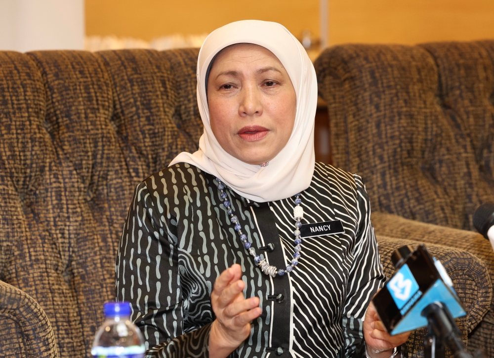 Women, Family and Community Development Minister Datuk Seri Nancy Shukri said many care activities done by women are often unpaid and unrecognised, leaving them with Iittle time to pursue opportunities and growth. — Bernama pic