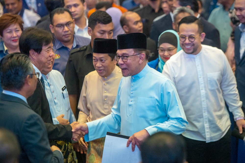 Prime Minister Datuk Seri Anwar Ibrahim attends the 2024 Budget engagement at Finance Ministry, Putrajaya, July 14, 2023. — Picture by Shafwan Zaidon