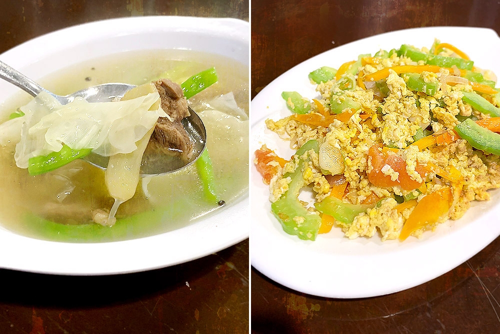 'Nilagang baka' (left) and 'ampalaya guisado' (right).