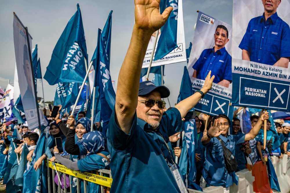 Arau MP Datuk Seri Shahidan Kassim is seen during the nomination day ahead of the upcoming Selangor state election at the nomination centre in SMK Sungai Pusu in Gombak July 29, 2023. — Picture by Firdaus Latif