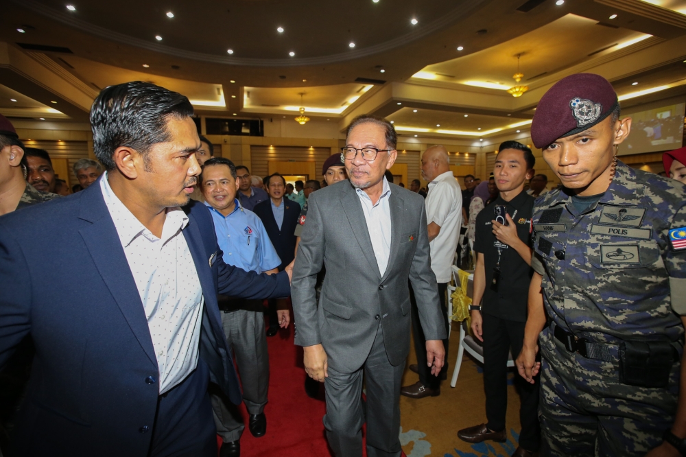 Prime Minister Datuk Seri Anwar Ibrahim attends the ATM Veterans Entreprenuership Empowerment Programme at Dewan Perkasa Wisma Perwira ATM in Kuala Lumpur, July 31, 2023. — Picture by Ahmad Zamzahuri