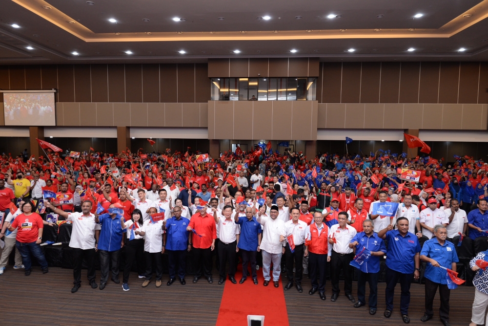 PH candidates and supporters at the PH manifesto ceramah at Butterworth Arena in Penang, August 1, 2023. — Picture by KE Ooi