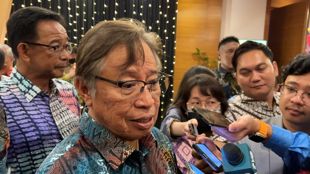 Sarawak Premier Tan Sri Abang Johari Openg speaks to reporters after attending the fifth anniversary of Sarawak Public Communication Unit (Ukas)  in Kuching August 2, 2023. — Picture courtesy of Ukas