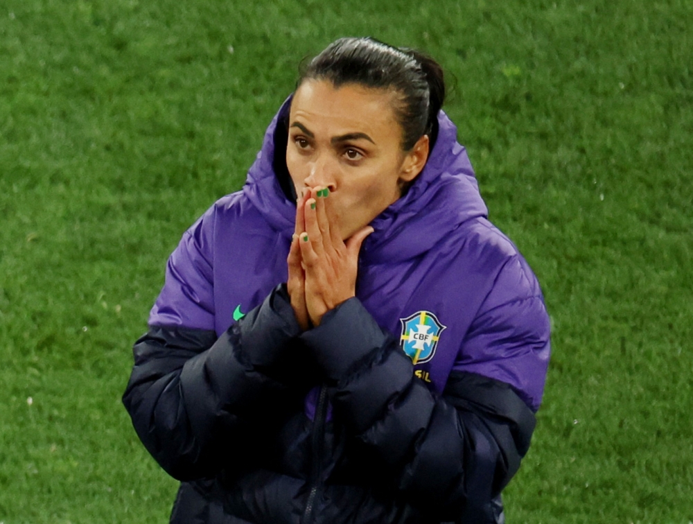 Brazil's Marta looks dejected after Brazil are knocked out of the World Cup, August 2, 2023. ― Reuters pic 