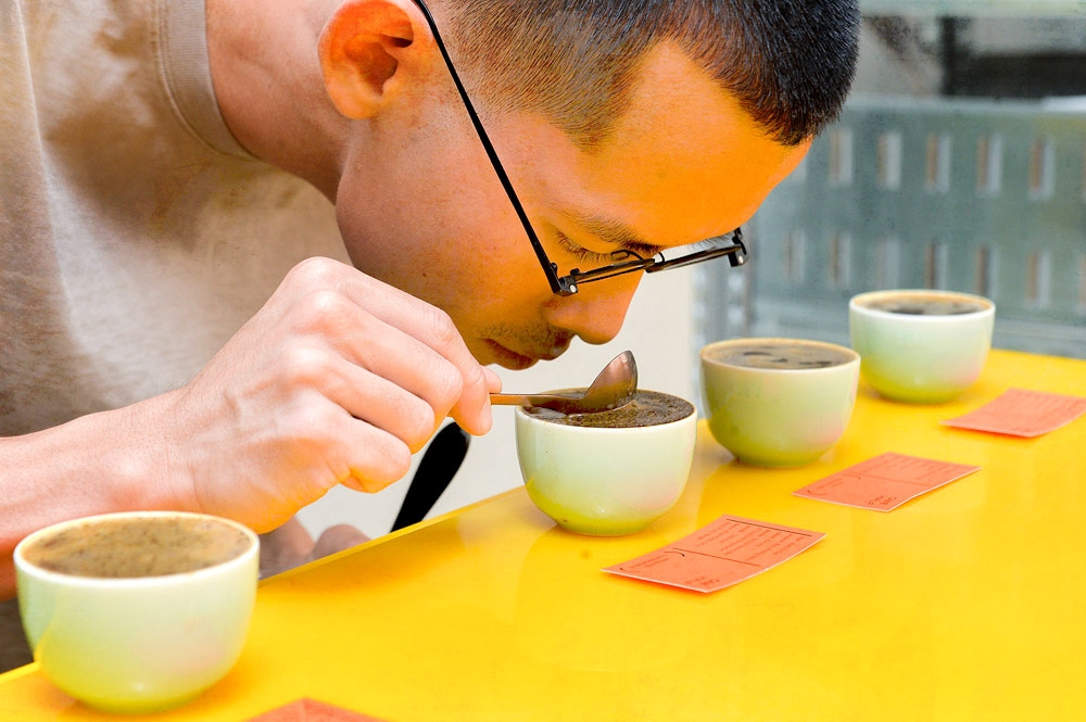 A cupping session allows coffee professionals to taste the flavour profile of different coffees.