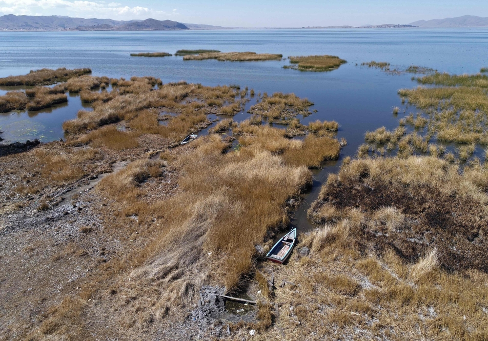 The water level of Lake Titicaca, at 3,807 metres above sea level, today stands at 25 centimetres above the historic minimum recorded in 1996, Lucia Walper, head of the Forecasting Unit of Bolivia's National Hydrology and Meteorology Service (Senhami), told AFP on August 10, 2023. — AFP pic