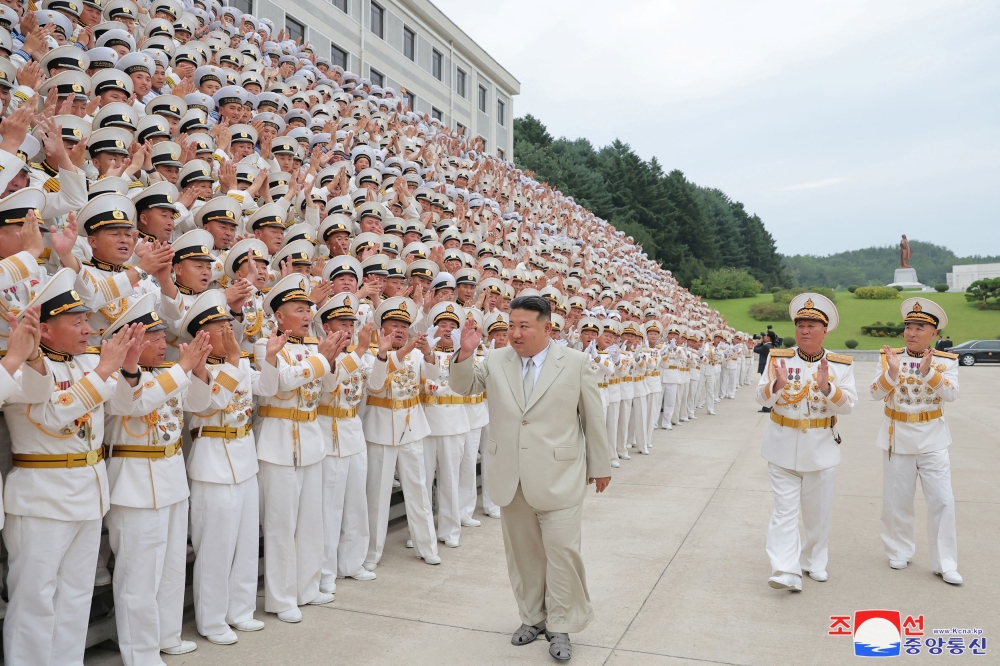 North Korean leader Kim Jong-un visits the Naval Command of the Korean People's Army (KPA) on the occasion of the Navy Day, in North Korea, in this picture released by North Korea's Korean Central News Agency (KCNA) and obtained by Reuters on August 29, 2023. ― KCNA via Reuters