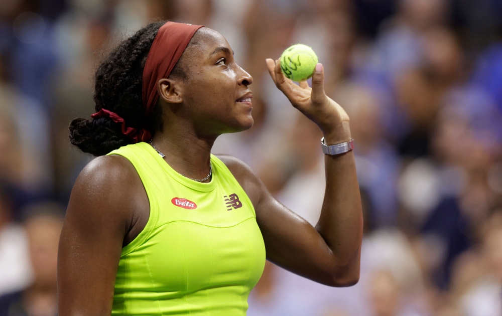 American teenager Coco Gauff shrugged off a 50-minute stoppage caused by climate protesters to power into the US Open final on Thursday with a straight sets defeat of Karolina Muchova. — AFP pic