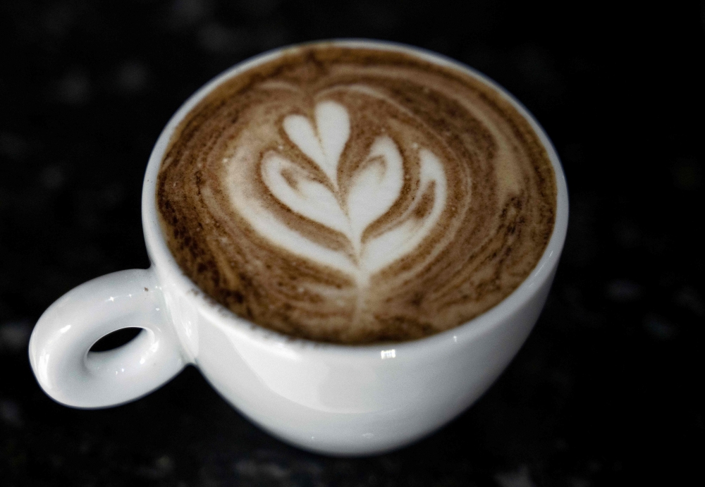 A cup of coffee is pictured at the Camocim coffee plantation. — AFP pic