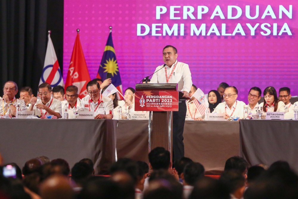 DAP secretary-general Anthony Loke delivers a speech during the DAP national congress at Marriot Hotel in Putrajaya September 10, 2023. — Picture by Yusof Mat Isa