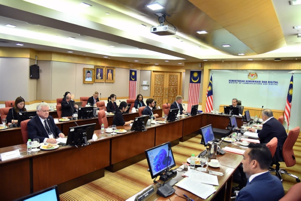 Communications and Digital Minister Fahmi Fadzil in a meeting with a delegation from the EU-Asean Business Council, led by executive director Chris Humphrey in Putrajaya, September 12, 2023. — Picture from Facebook/Fahmi Fadzil 