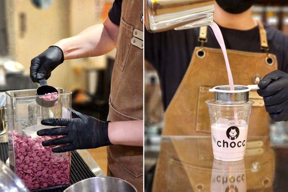 Every beverage, such as this Ruby Chocolate, is made fresh to order.