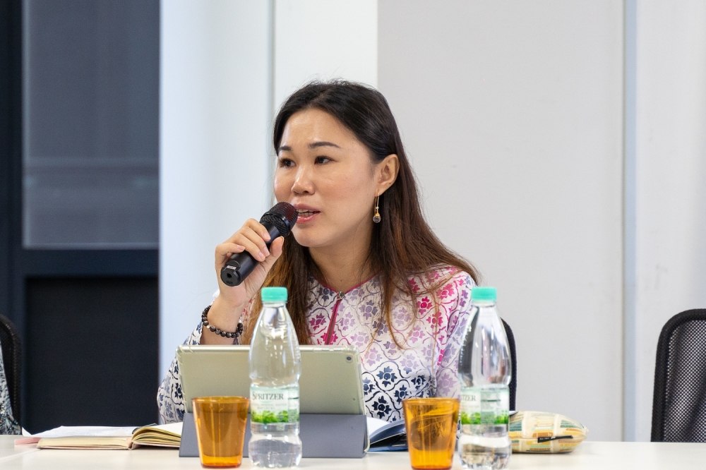 DAP's Wong Shu Qi speaks during the State of Discrimination Survey 2023 launch in Bangsar September 14, 2023. — Picture by Raymond Manuel