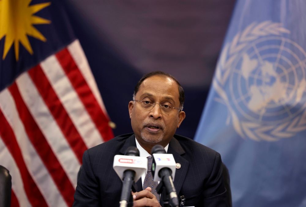 Foreign Minister Datuk Seri Zambry Abd Kadir speaks to Malaysian media at the Office of Permanent Mission of Malaysia to the United Nations in New York September 18, 2023. — Bernama pic