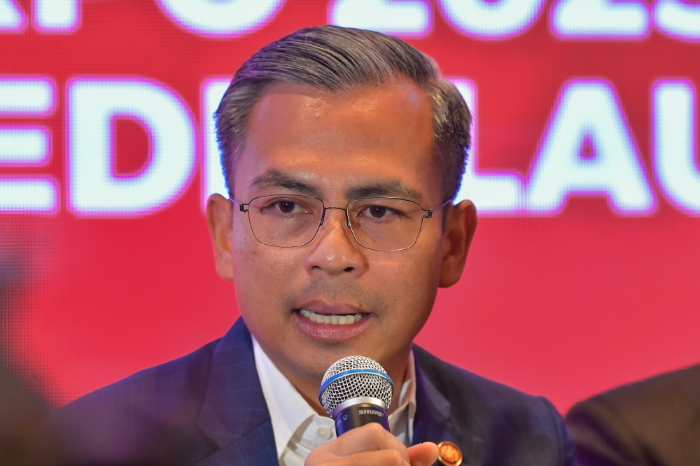 Communications and Digital Minister Fahmi Fadzil speaks during a press conference after launching the Malaysia Digital Expo (MDX) 2023 in Petaling Jaya September 25, 2023. — Bernama pic