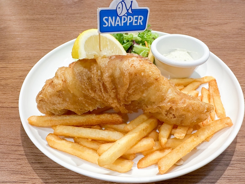 Select from various types of fish, like this one using snapper as each type of fish gives a different taste and texture for your fish and chips.