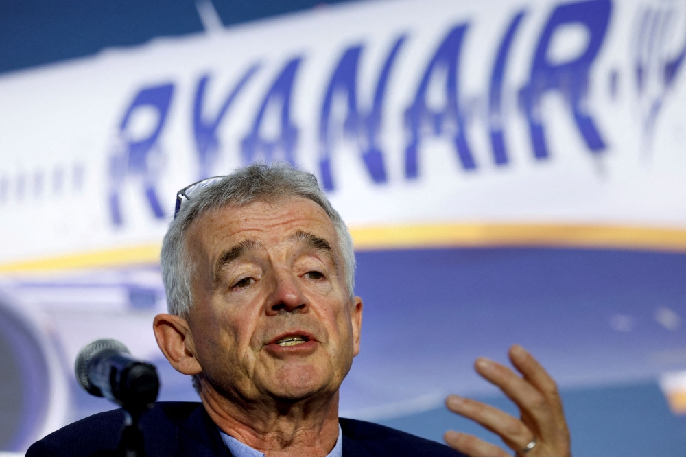 Ryanair Chief Executive Michael O'Leary speaks during a press conference about Ryanair's multibillion-dollar deal for as many as 300 Boeing jets at Boeing headquarters in Arlington, Virginia May 9, 2023. — Reuters pic