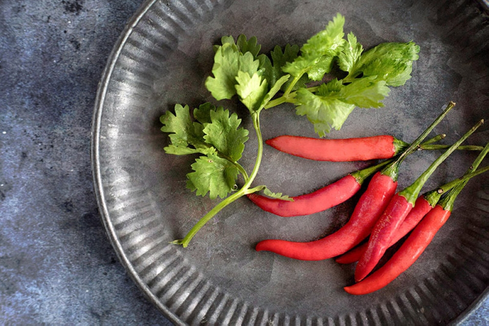 Cilantro and chillies provide the 