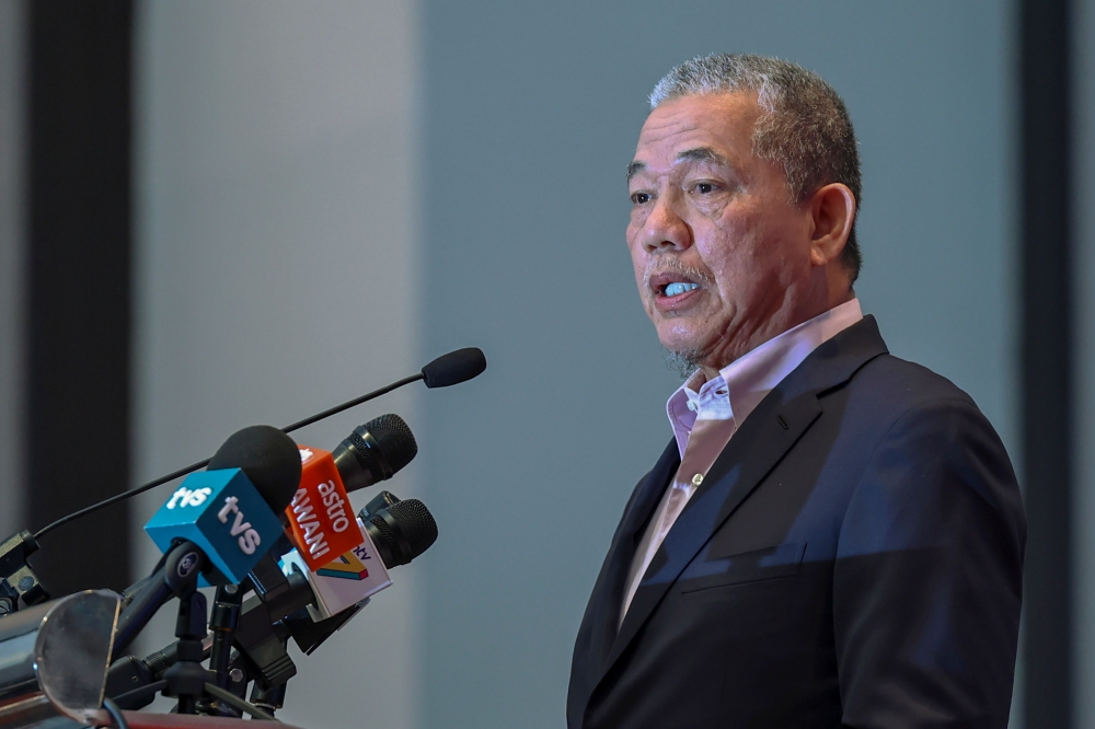 DPM Datuk Seri Fadillah Yusof  speaks during the launch of the 4th Palm Biodiesel Conference and the flag-off of Petronas’ first palm biodiesel B100-fuelled road tanker in Putrajaya October 3, 2023. ― Bernama pic