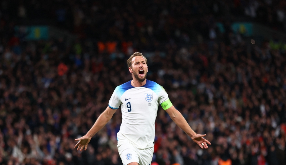 England's Harry Kane celebrates after scoring the third goal against Italy October 18, 2023. ― Reuters pic