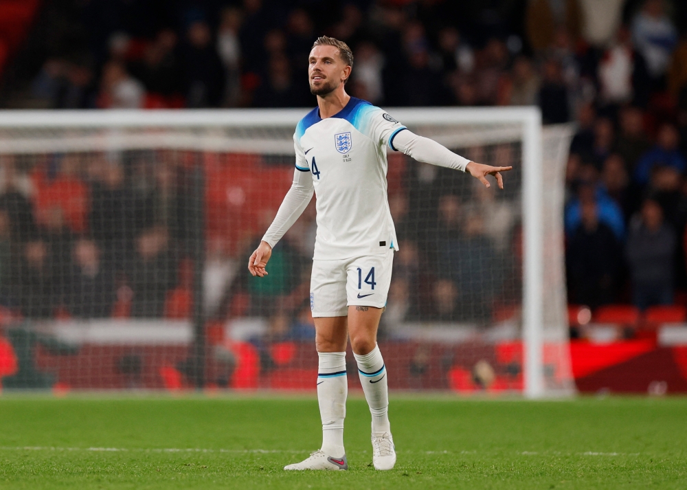 England’s Jordan Henderson reacts during the Group C match against Italy of the Euro 2024 qualifier at Wembley Stadium, London, October 17, 2023. — Action Images pic via Reuters