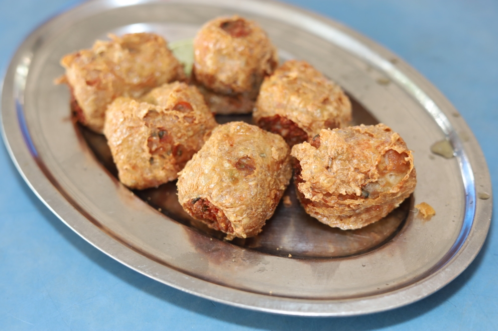 Old fashioned Crab Balls make a great pairing with the subtle noodles.