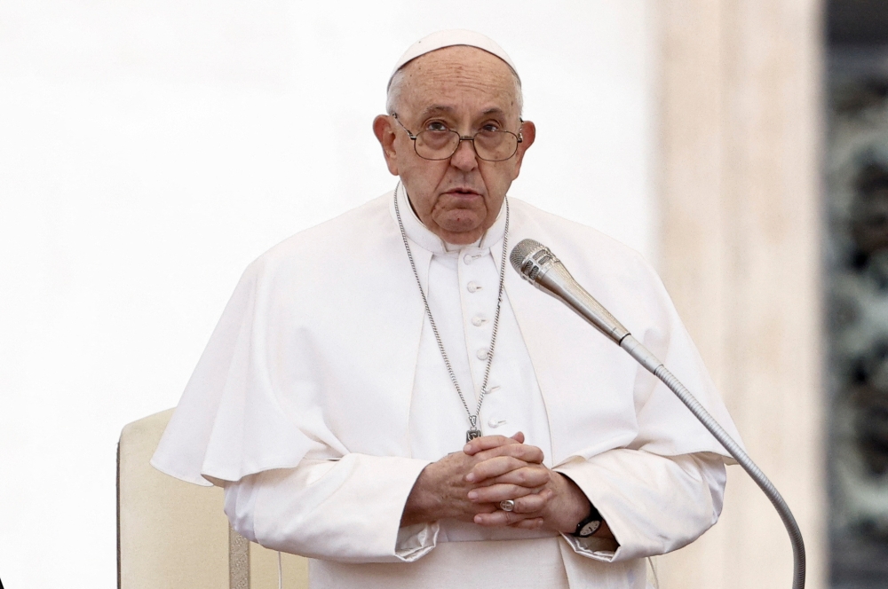 Pope Francis recalled that he will lead on Friday special prayers for peace in St. Peter’s Basilica. — Reuters pic