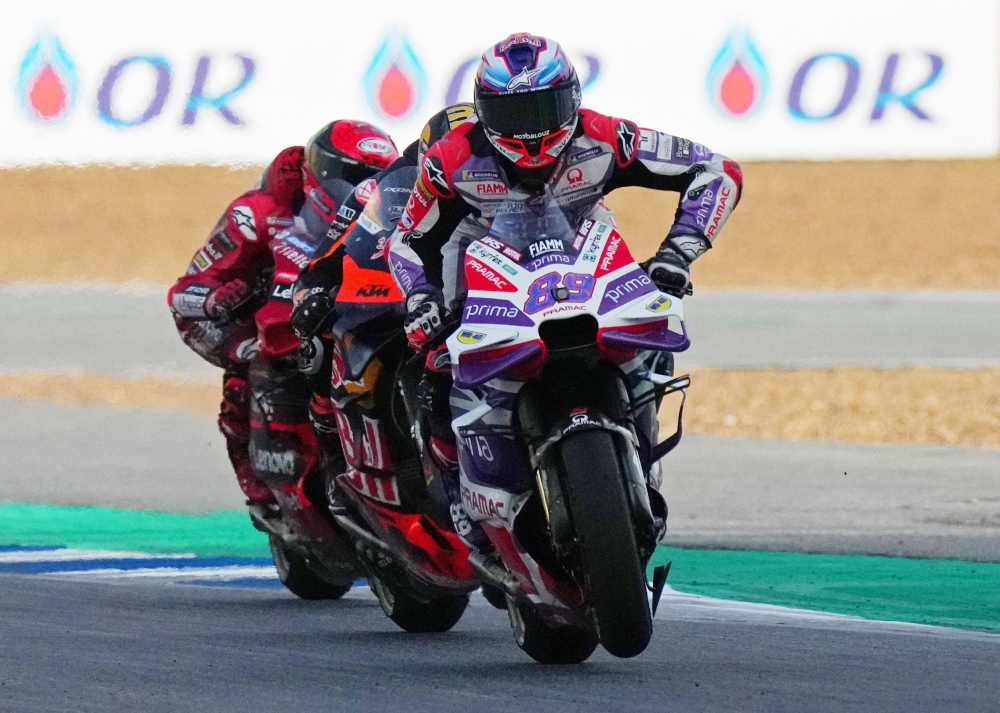 Jorge Martin finished ahead of KTM’s Brad Binder and Ducati’s Francesco Bagnaia after an intense battle for the top three spots. But Binder was demoted a position for exceeding track limits, meaning he finished third behind Bagnaia. — Reuters pic