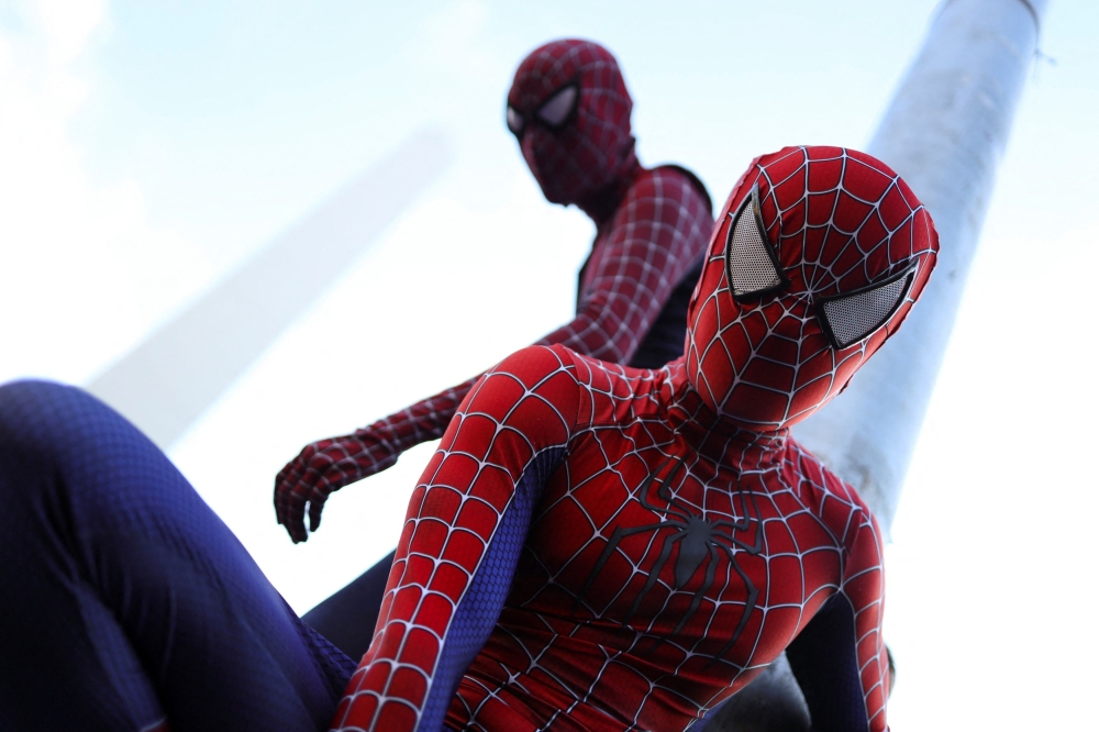 Two men dressed as Spider-Man pose for a picture at a Spider-Man cosplayers' gathering, organised in an attempt to set a Guinness World Record for the largest gathering of people dressed as Spider-Man, in Buenos Aires, Argentina October 29, 2023. — Reuters pic