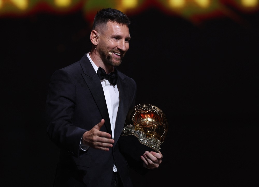 Inter Miami's Lionel Messi wins the men's Ballon d'Or for the best player in the world in Paris October 30, 2023. ― Reuters pic