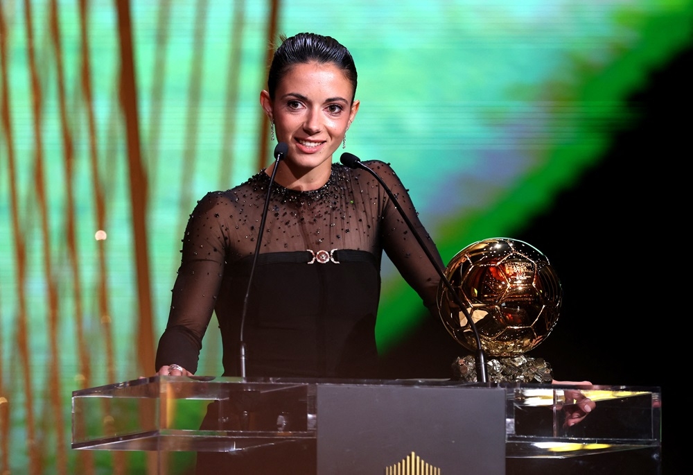 Barcelona's Aitana Bonmati after winning the women's Ballon d'Or in Paris October 31, 2023. ― Reuters pic