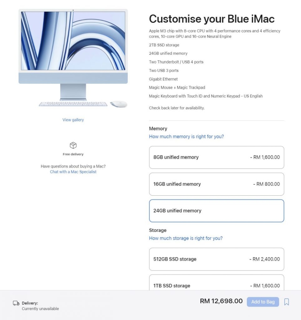 Apple 2023 iMac All-in-One Desktop Computer with M3 chip: 8-core CPU,  8-core GPU, 24-inch Retina Display, 8GB Unified Memory, 256GB SSD Storage