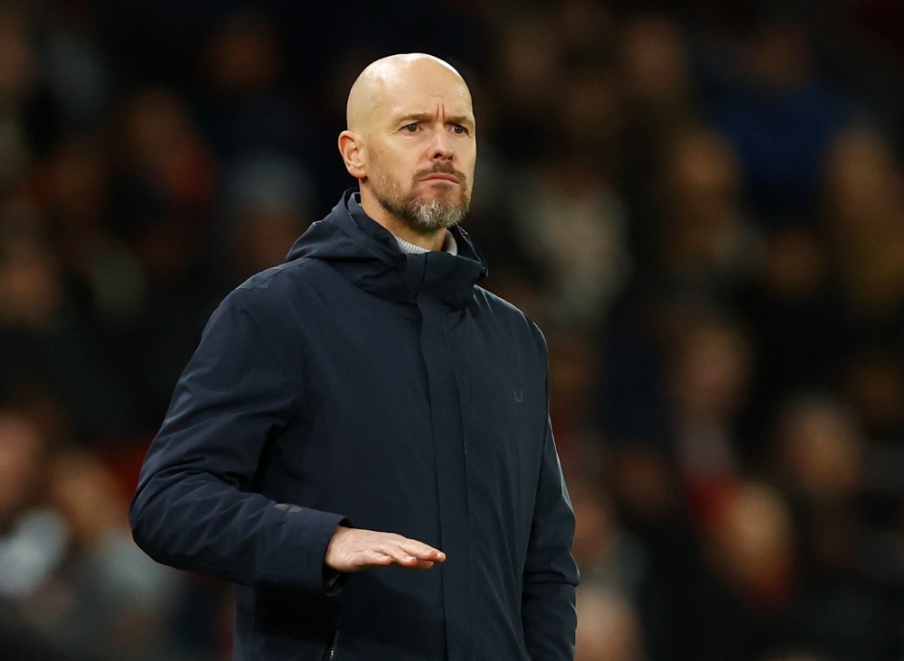 Manchester United manager Erik ten Hag reacts during the game against Newcastle. — Reuters pic