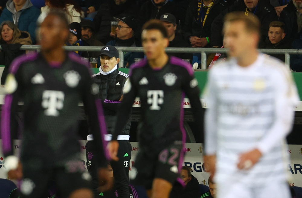 Bayern Munich coach Thomas Tuchel looks on during the FC Saarbrucken v Bayern Munich match at Ludwigsparkstadion, Saarbrucken, Germany, November 1, 2023. — Reuters pic 